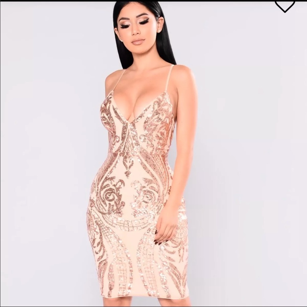 Fashionova Rose gold sequin dress